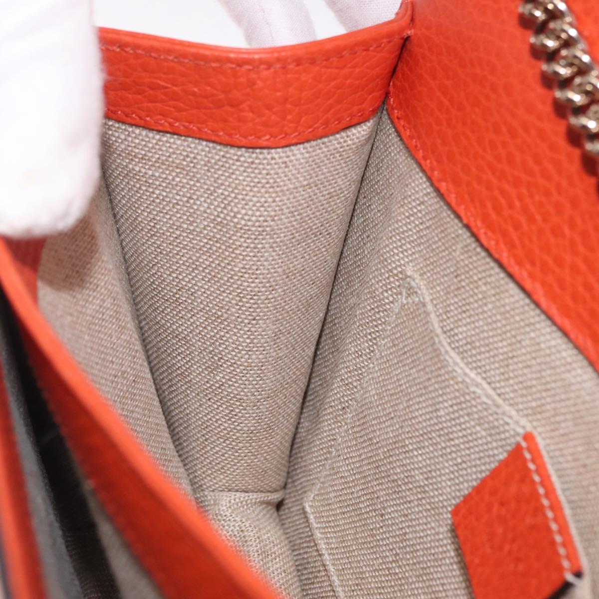 GUCCI Interlocking G Chain Bag Leather Outlet Orange Gold 510304 Auth 209361V