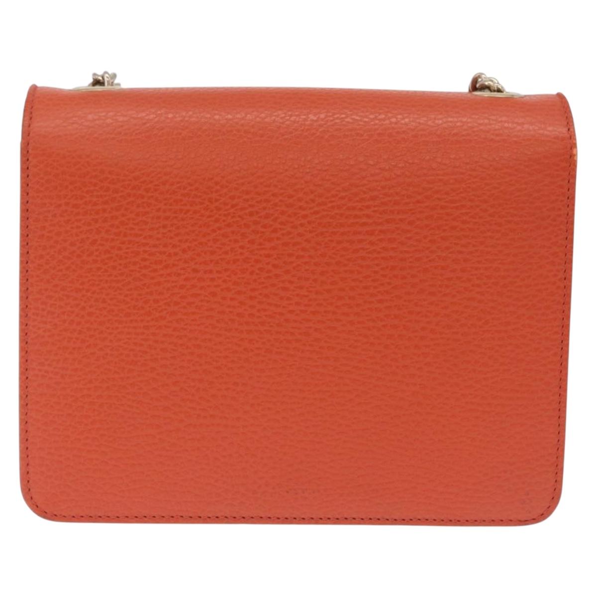 GUCCI Interlocking G Chain Bag Leather Outlet Orange Gold 510304 Auth 209361V