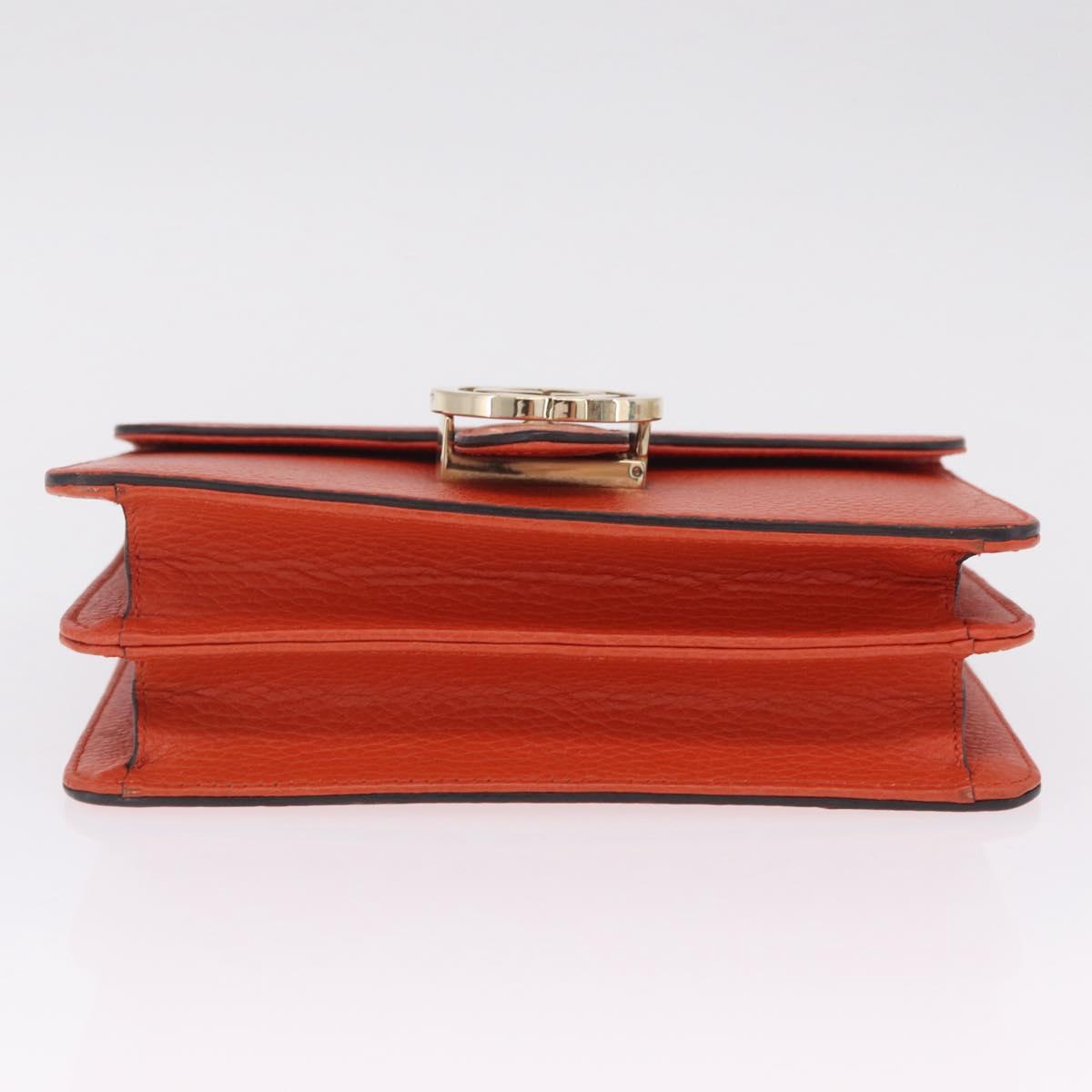 GUCCI Interlocking G Chain Bag Leather Outlet Orange Gold 510304 Auth 209361V