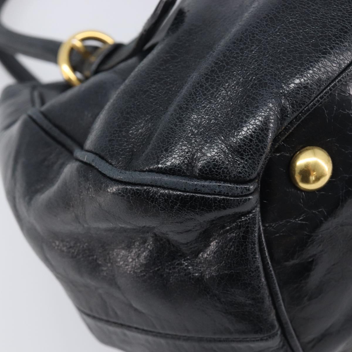 Miu Miu Hand Bag Leather 2way Black Gold Tone Auth 209363V