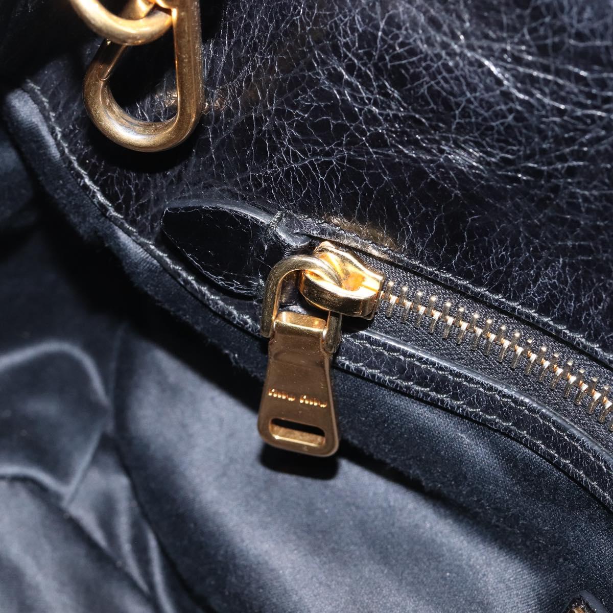 Miu Miu Hand Bag Leather 2way Black Gold Tone Auth 209363V