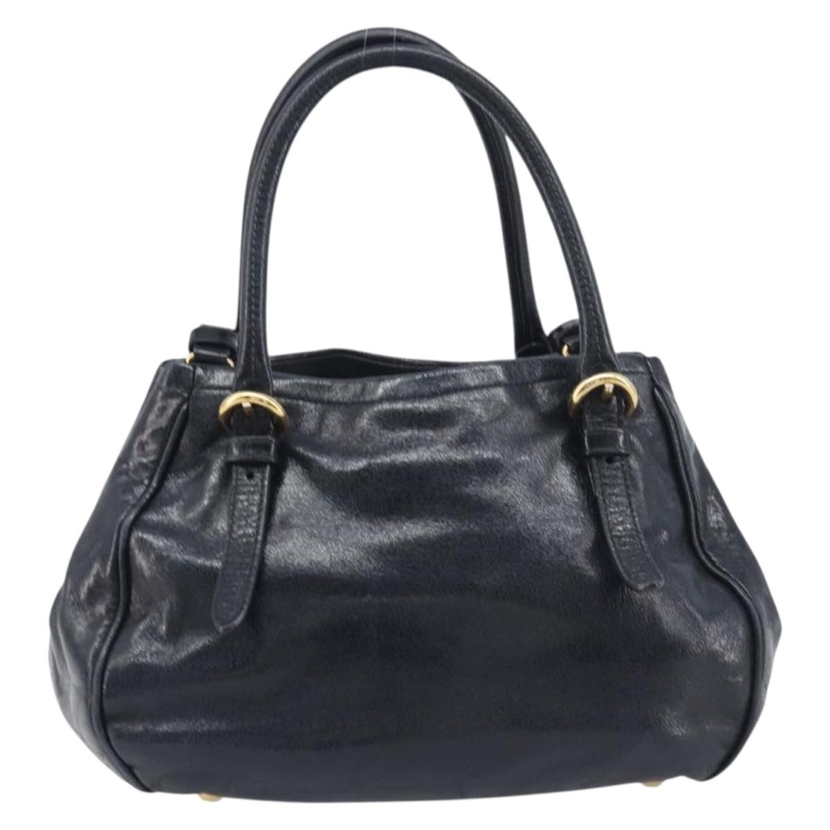 Miu Miu Hand Bag Leather 2way Black Gold Tone Auth 209363V