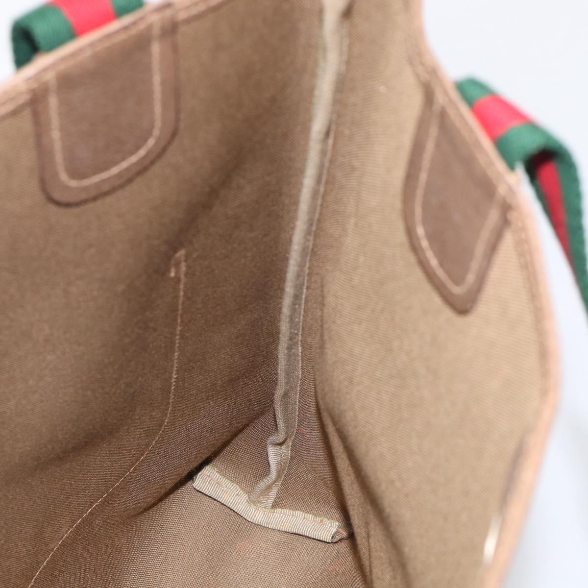 GUCCI GG Supreme Web Sherry Line Tote Bag PVC Beige 39 02 003 Auth 209366A