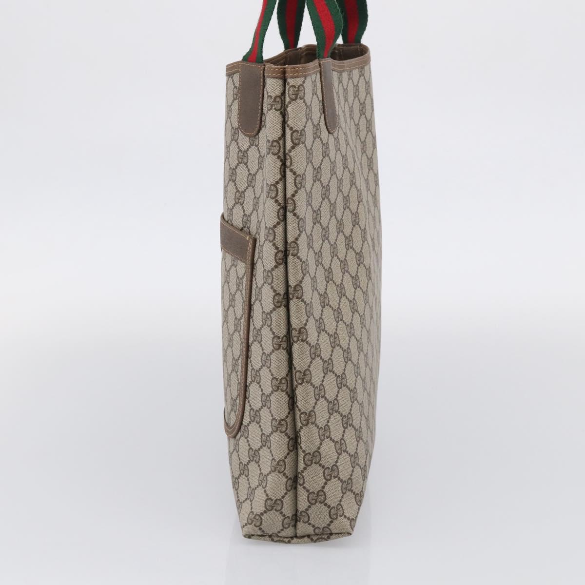 GUCCI GG Supreme Web Sherry Line Tote Bag PVC Beige 39 02 003 Auth 209366A