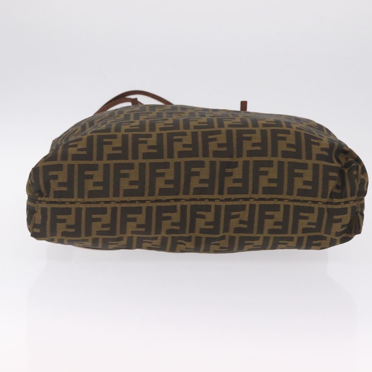 FENDI Zucca Canvas Tote Bag Brown Silver Auth 209368