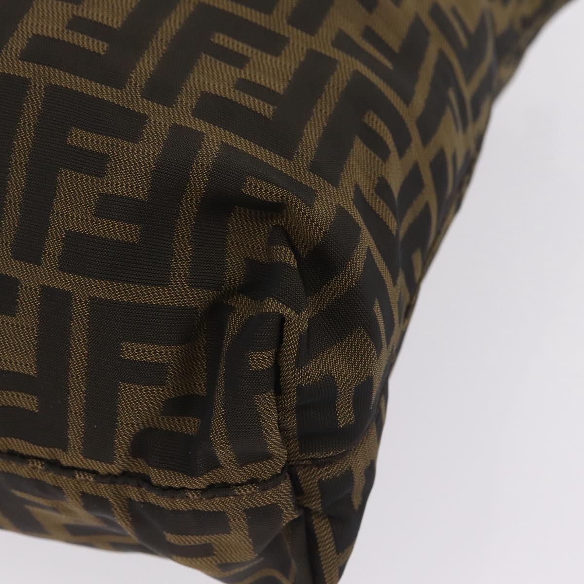FENDI Zucca Canvas Tote Bag Brown Silver Auth 209368