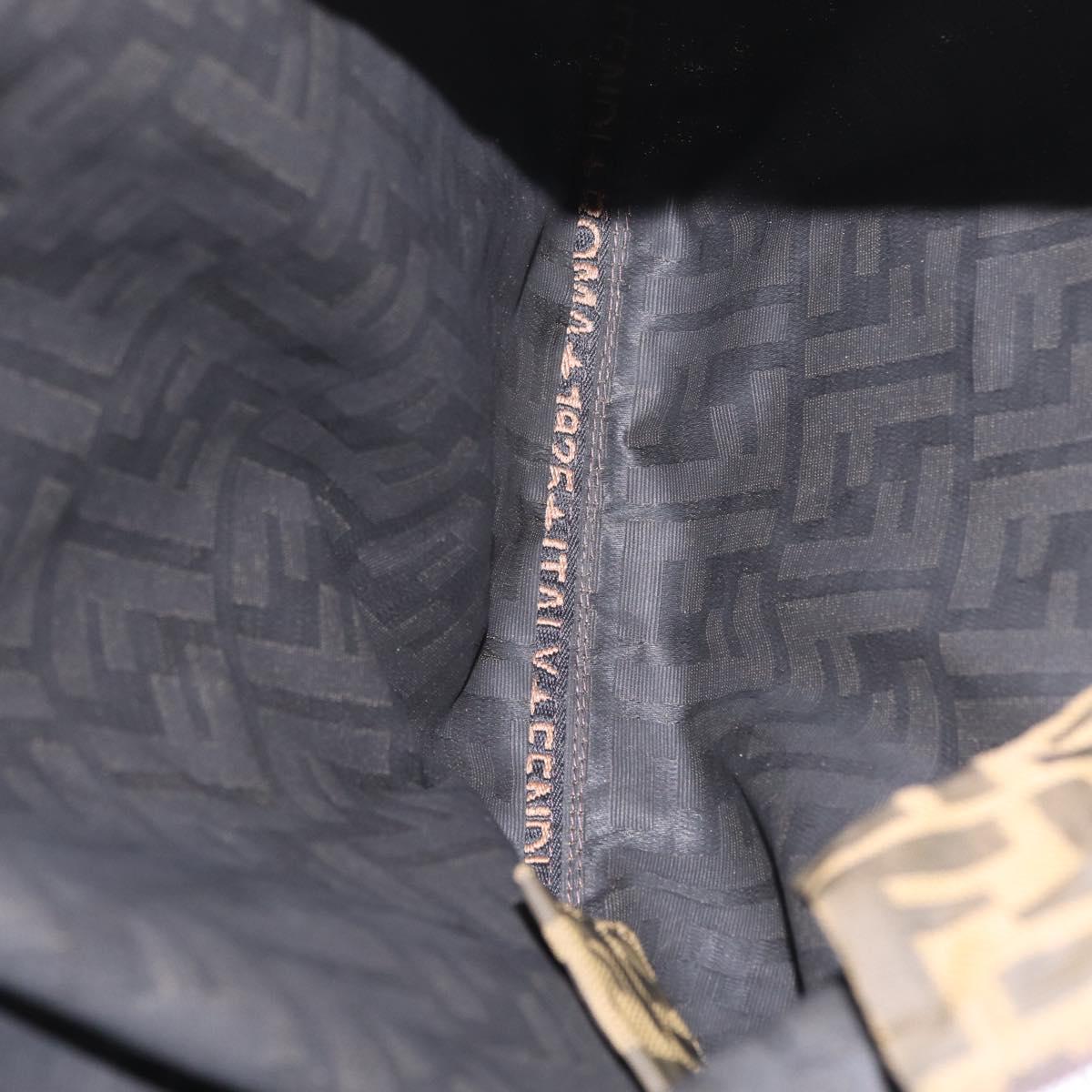 FENDI Zucca Canvas Tote Bag Brown Silver Auth 209368