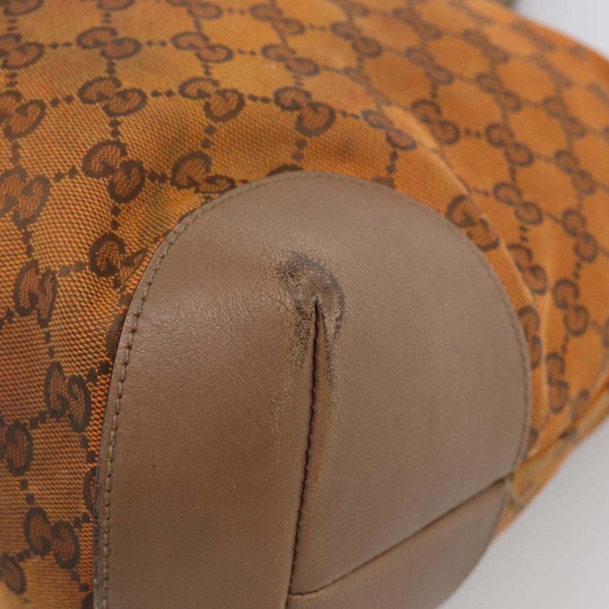 GUCCI GG Canvas Tote Bag Orange Gold Tone 308928 Auth 209372
