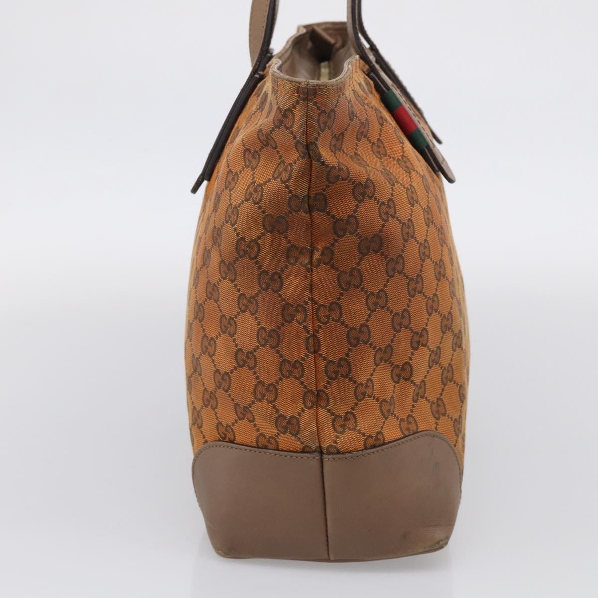 GUCCI GG Canvas Tote Bag Orange Gold Tone 308928 Auth 209372