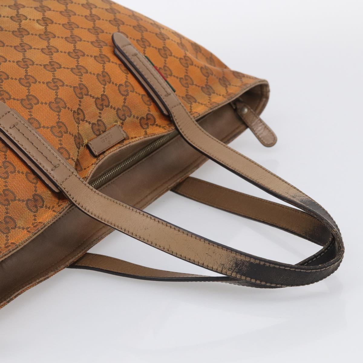 GUCCI GG Canvas Tote Bag Orange Gold Tone 308928 Auth 209372
