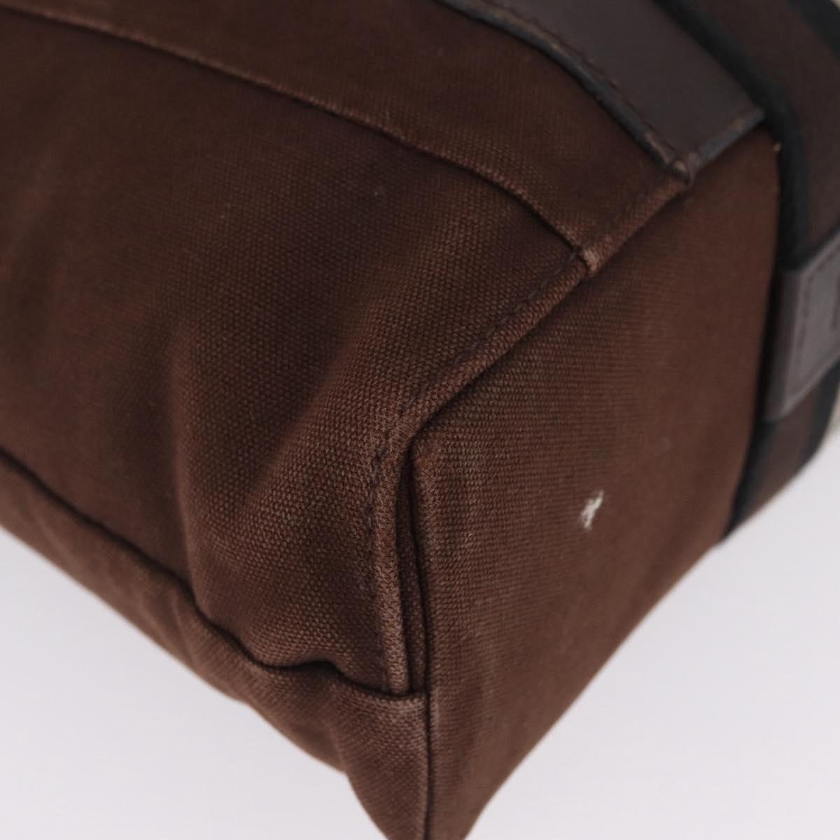 HERMES Trocha Horizontal Tote Bag Canvas Brown Silver Auth 209374