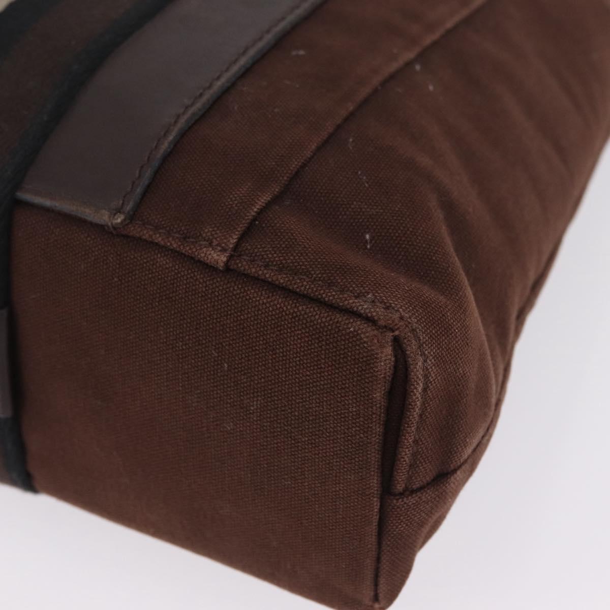 HERMES Trocha Horizontal Tote Bag Canvas Brown Silver Auth 209374