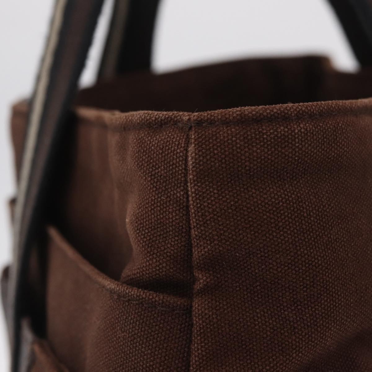 HERMES Trocha Horizontal Tote Bag Canvas Brown Silver Auth 209374