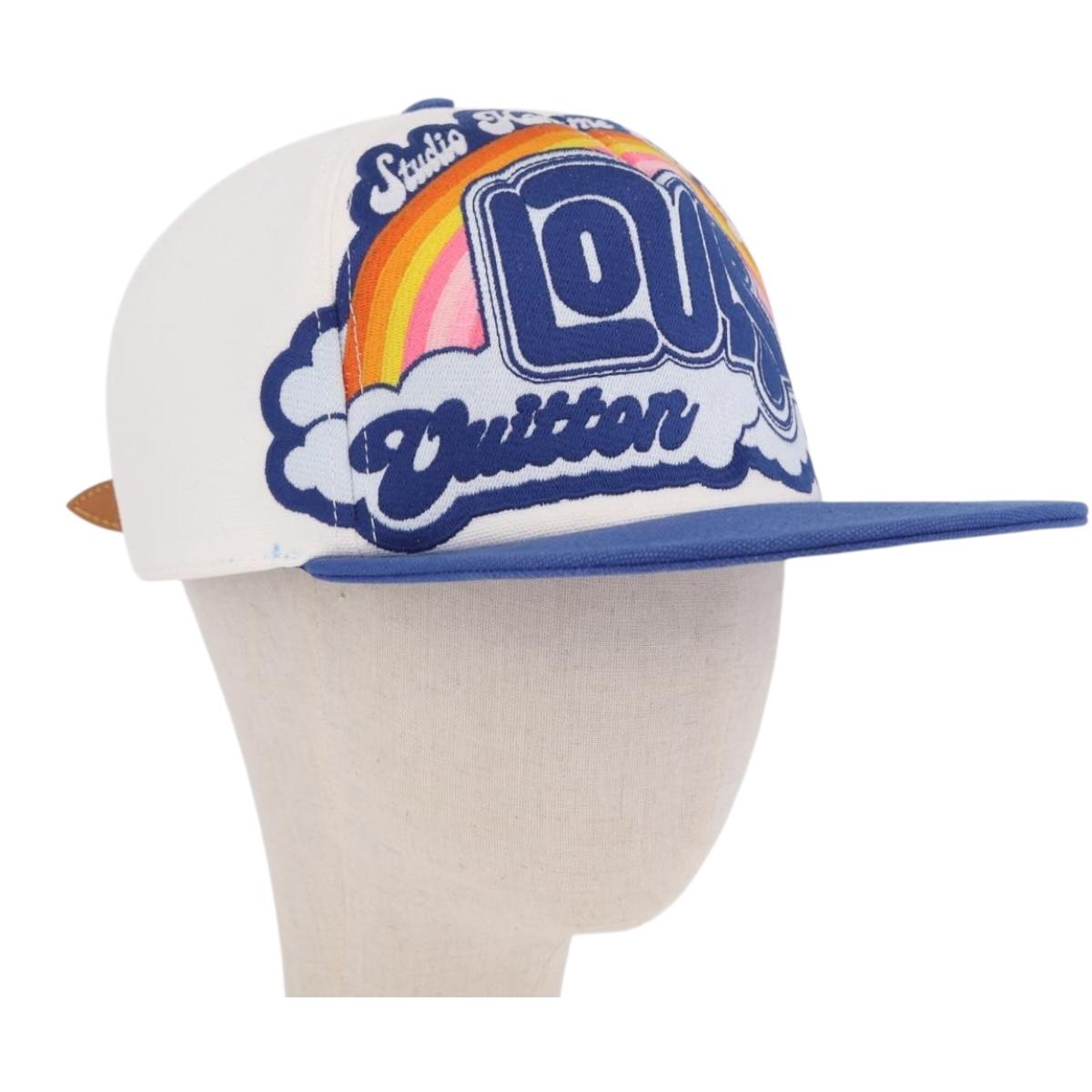 LOUIS VUITTON Baseball Cap Cotton White Blue M8160M LV Auth 209375M