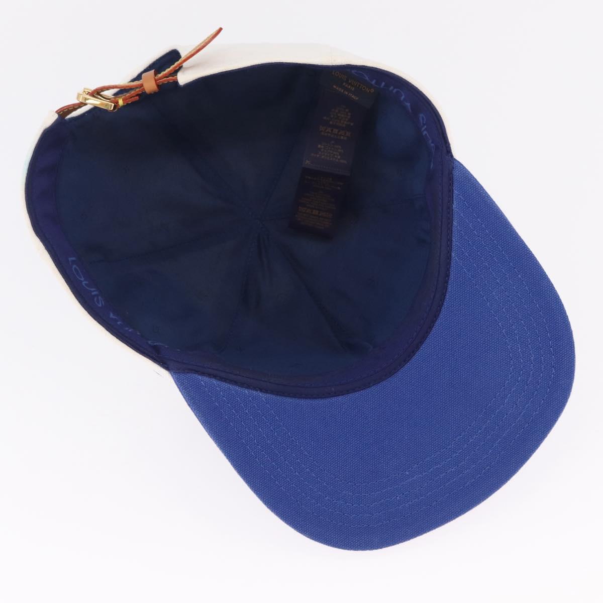 LOUIS VUITTON Baseball Cap Cotton White Blue M8160M LV Auth 209375M
