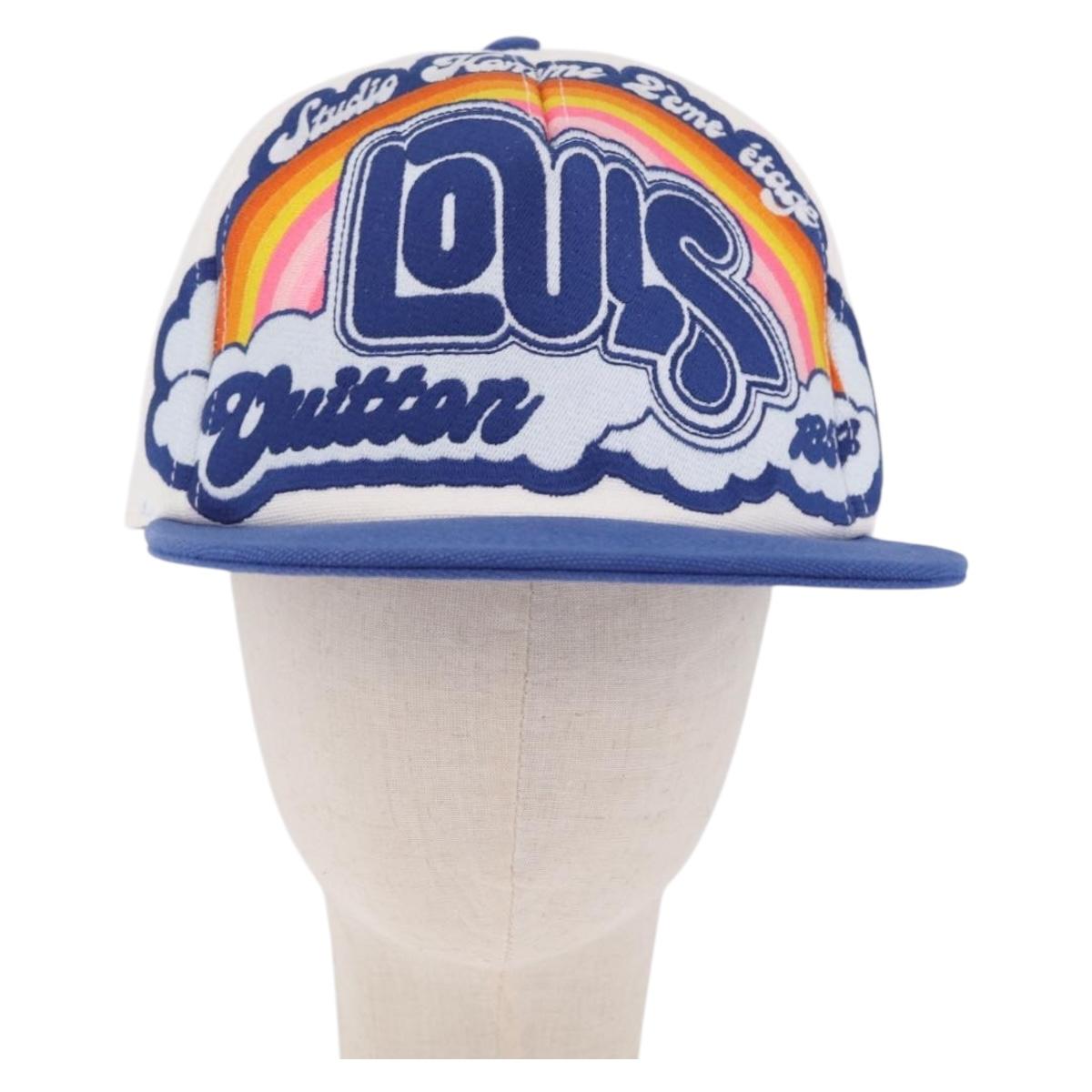 LOUIS VUITTON Baseball Cap Cotton White Blue M8160M LV Auth 209375M