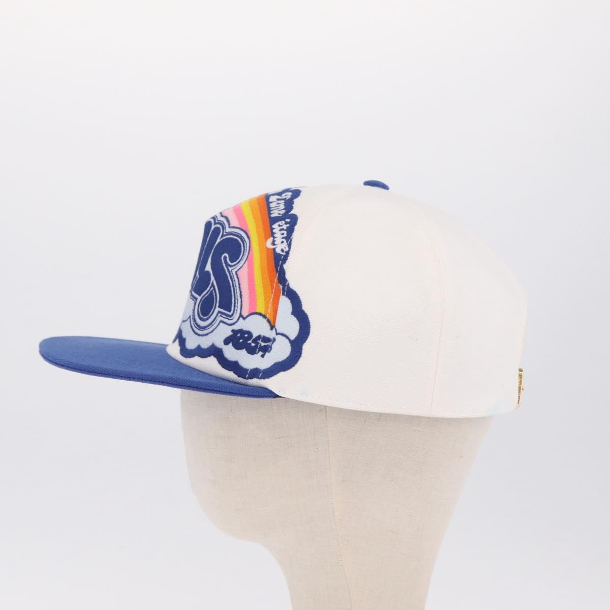 LOUIS VUITTON Baseball Cap Cotton White Blue M8160M LV Auth 209375M