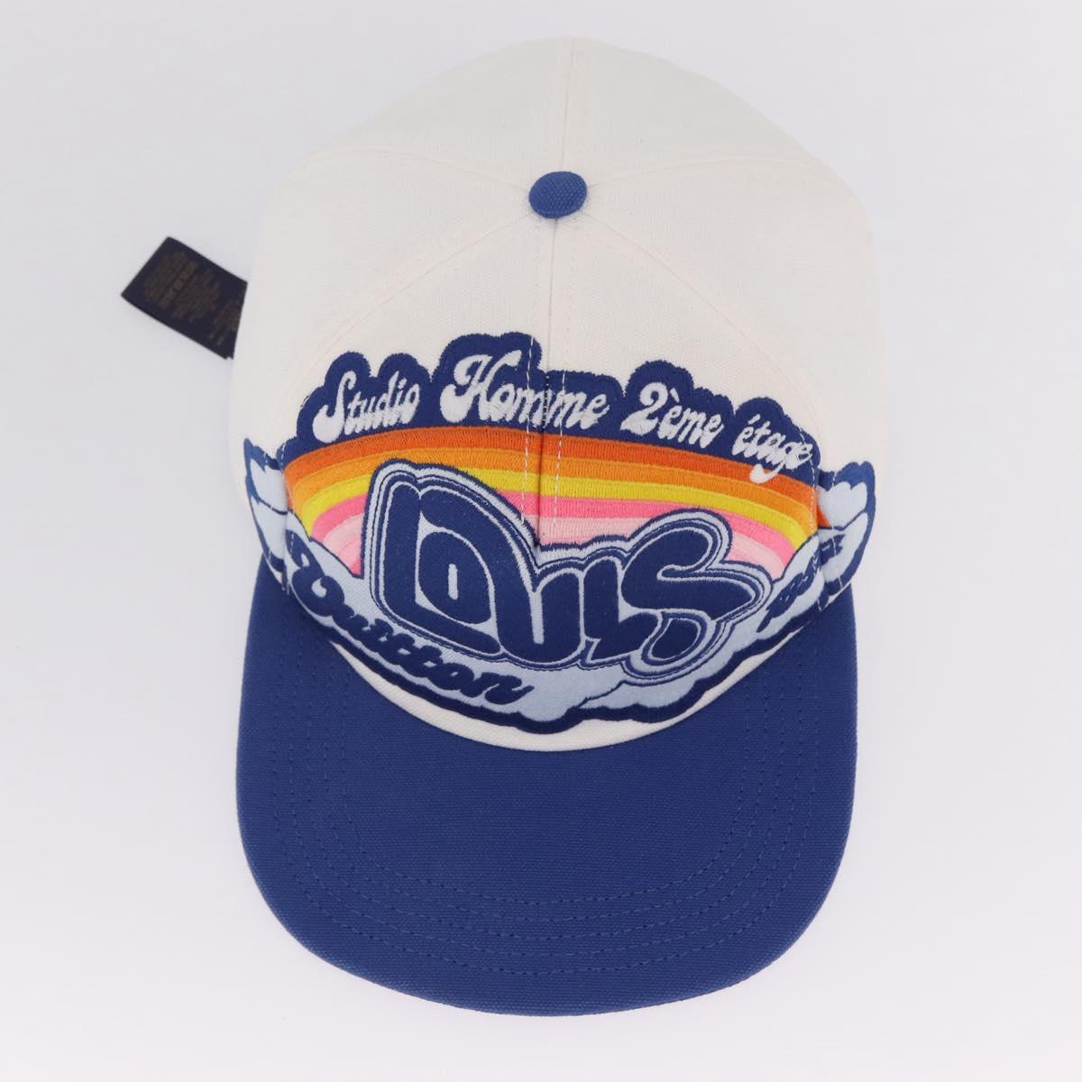 LOUIS VUITTON Baseball Cap Cotton White Blue M8160M LV Auth 209375M