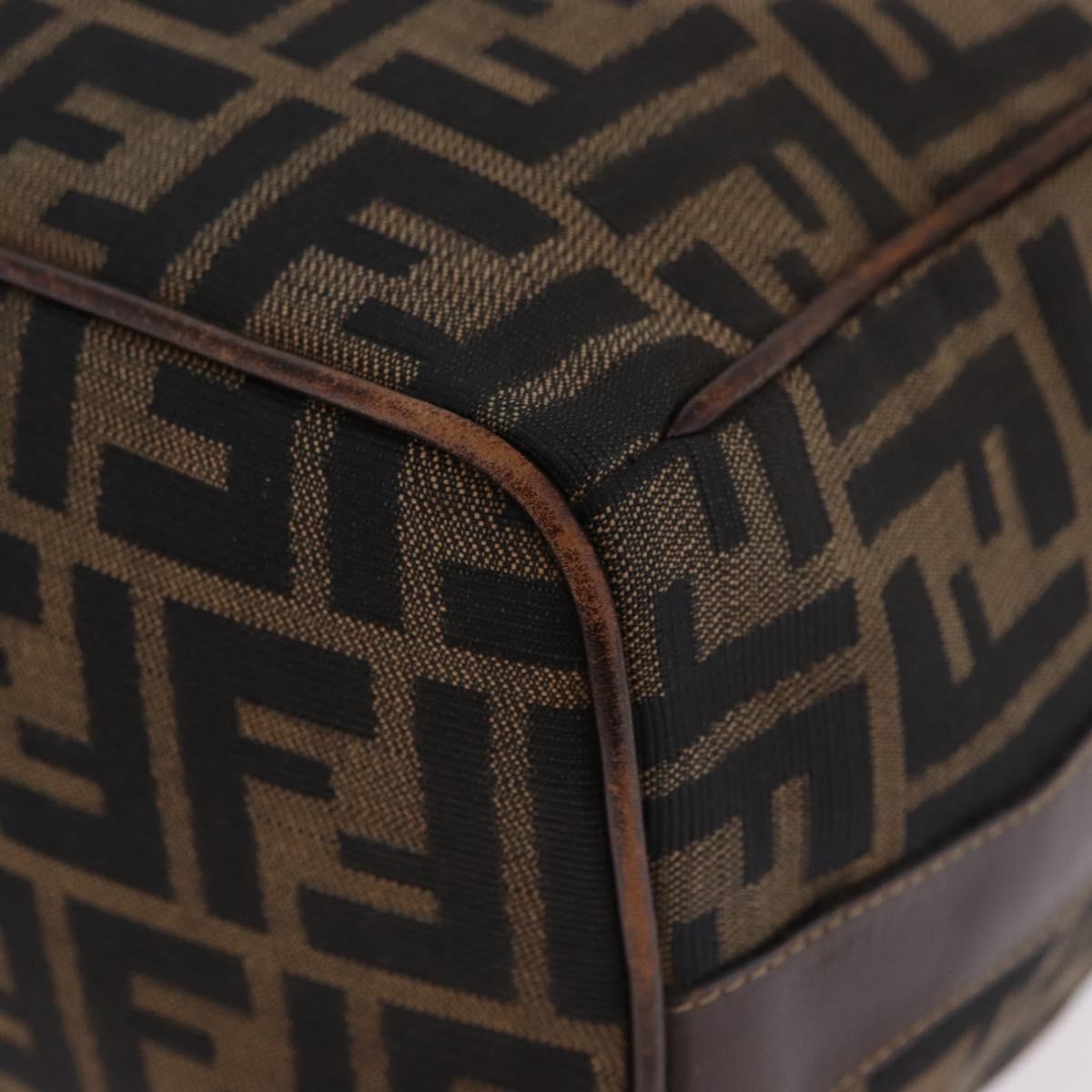 FENDI Zucca Canvas Vanity Hand Bag Brown Gold Tone Auth 209377