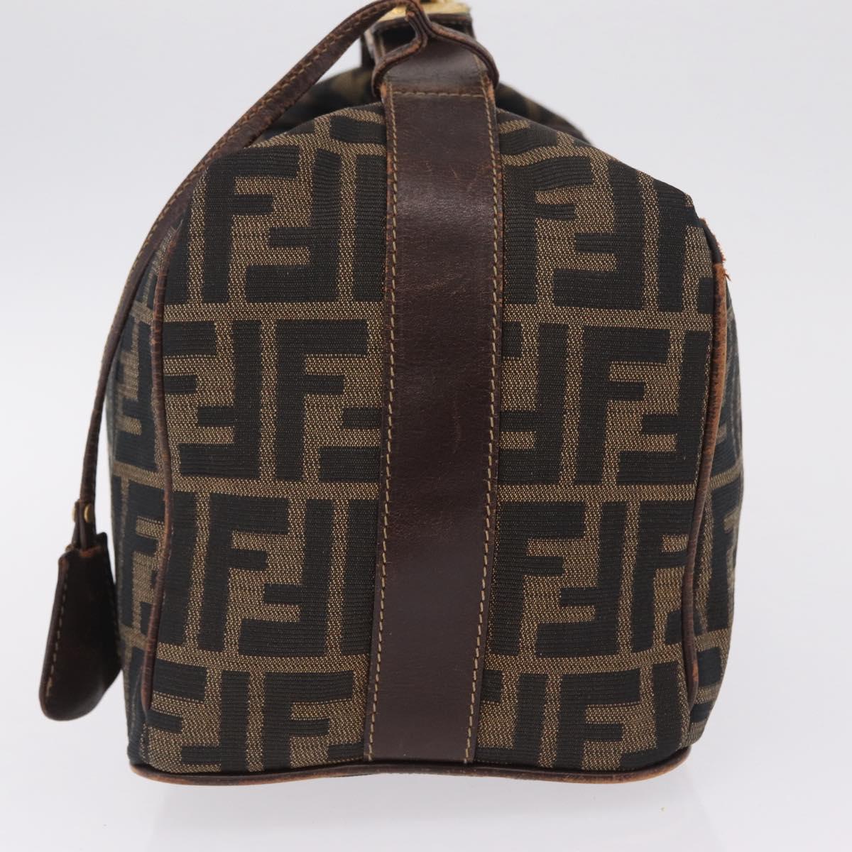 FENDI Zucca Canvas Vanity Hand Bag Brown Gold Tone Auth 209377