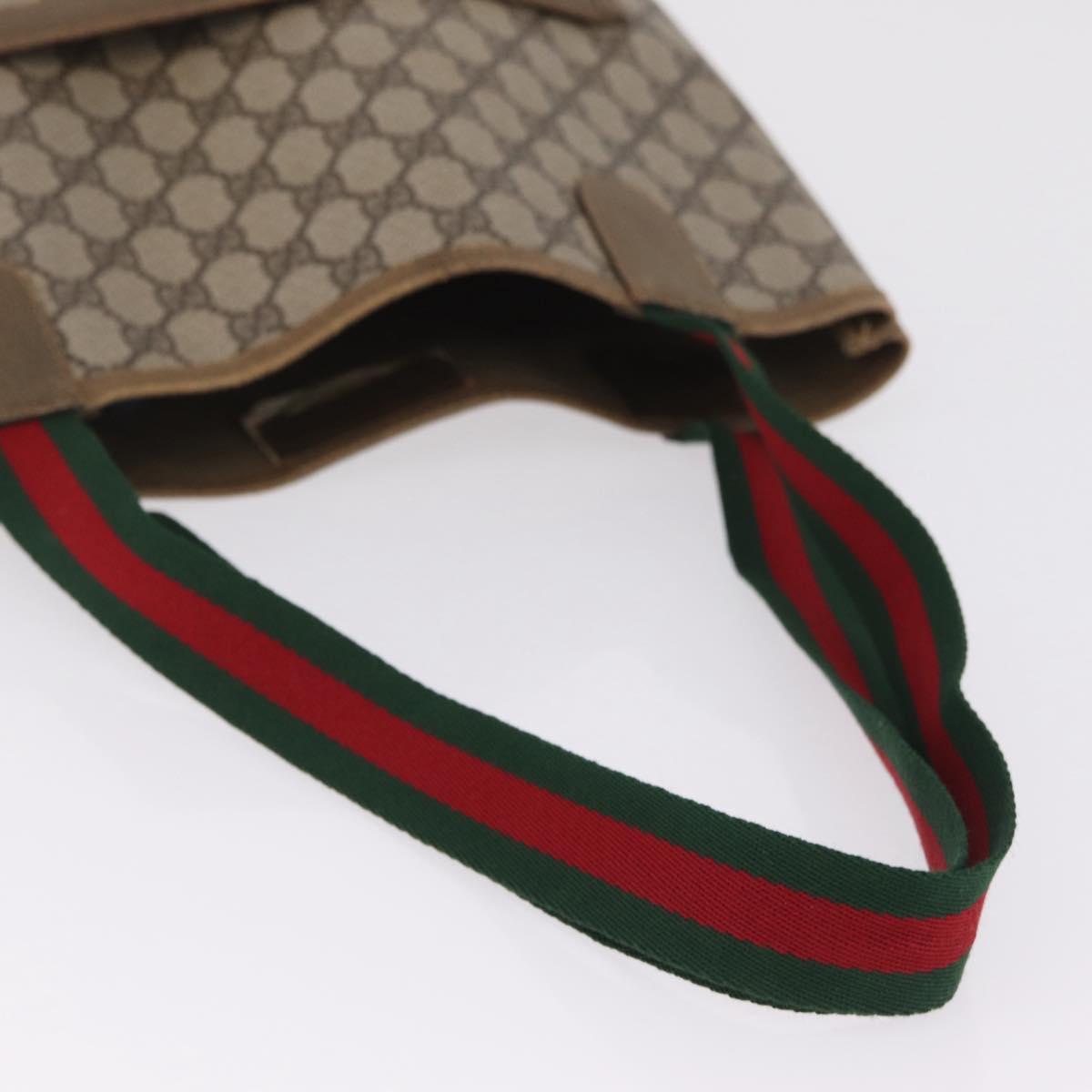 GUCCI GG Supreme Web Sherry Line Tote Bag PVC Beige 39 02 003 Auth 209387