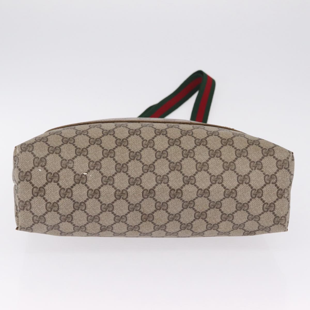 GUCCI GG Supreme Web Sherry Line Tote Bag PVC Beige 39 02 003 Auth 209387