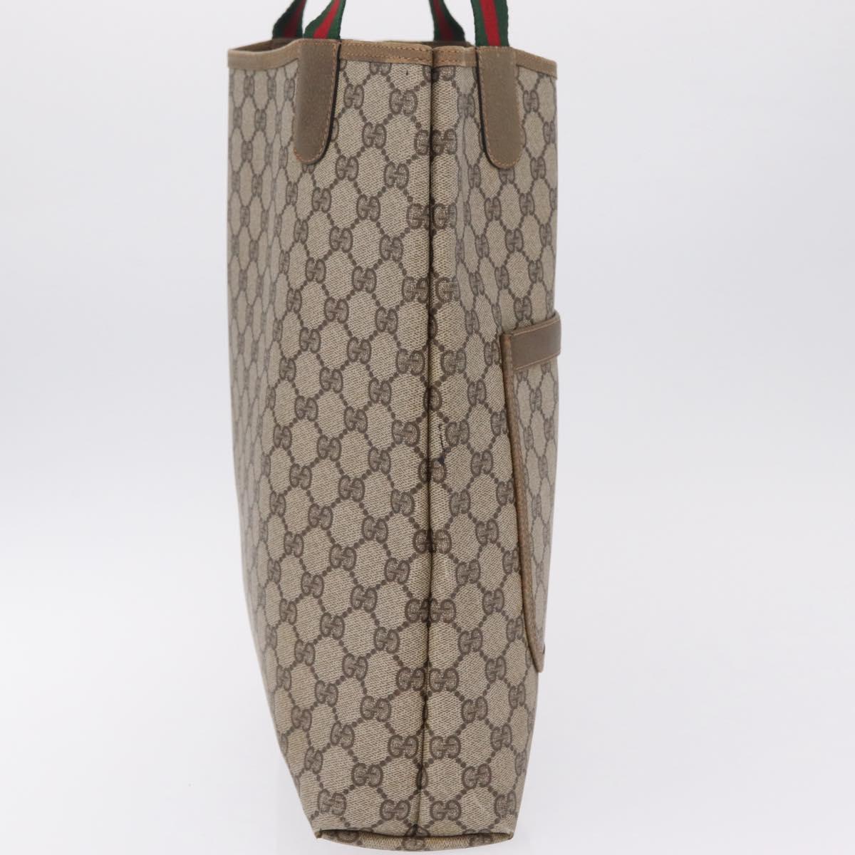 GUCCI GG Supreme Web Sherry Line Tote Bag PVC Beige 39 02 003 Auth 209387