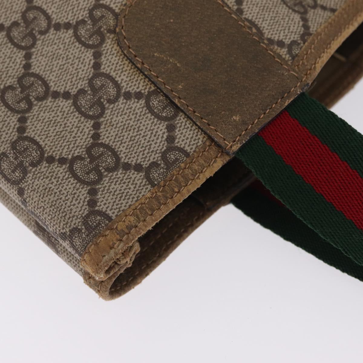 GUCCI GG Supreme Web Sherry Line Tote Bag PVC Beige 39 02 003 Auth 209387