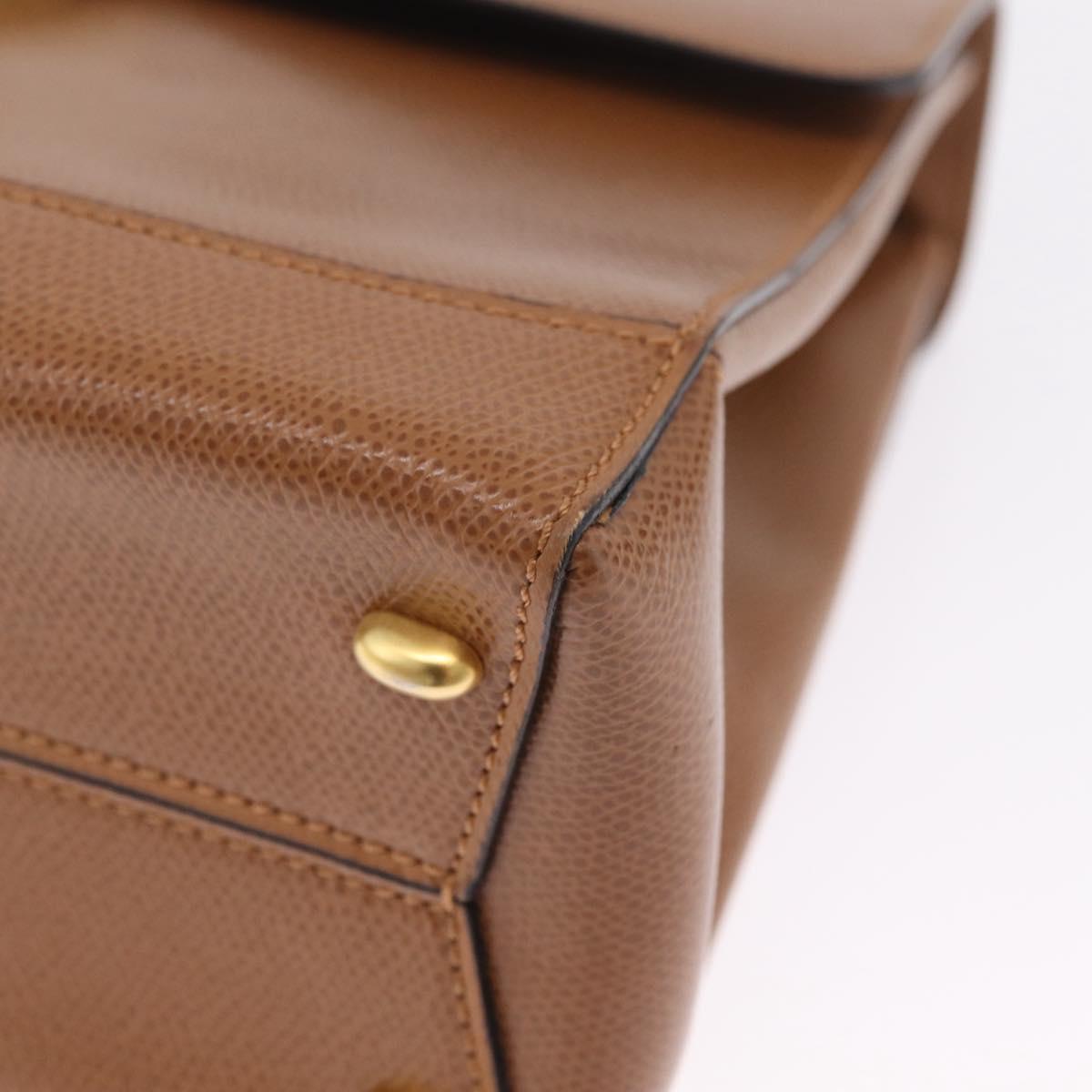 CELINE Hand Bag Leather 2way Brown Gold Auth 209392V