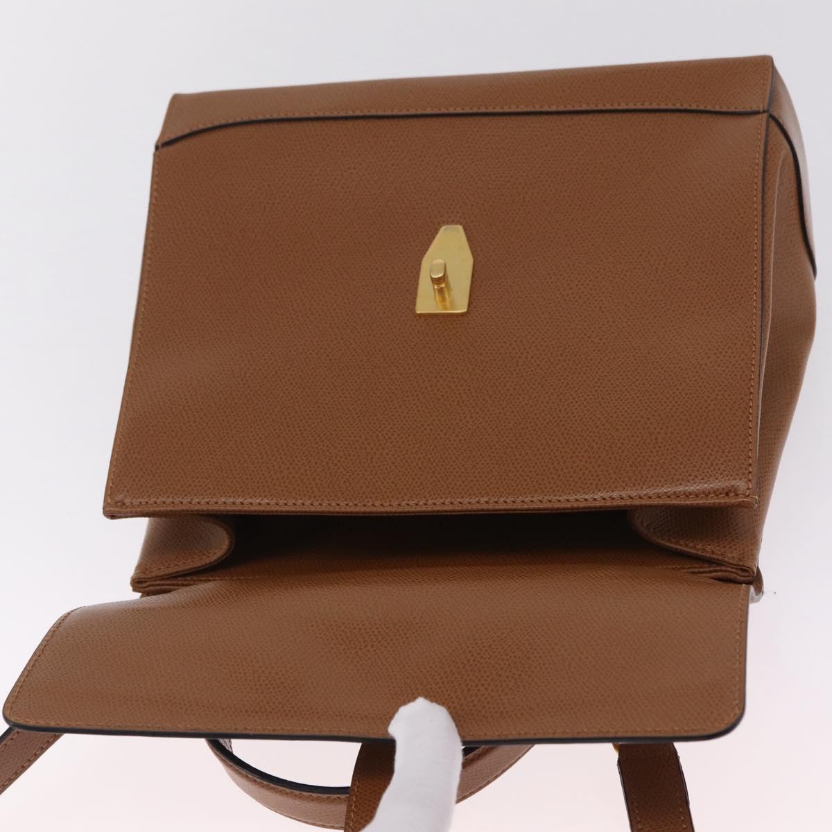 CELINE Hand Bag Leather 2way Brown Gold Auth 209392V