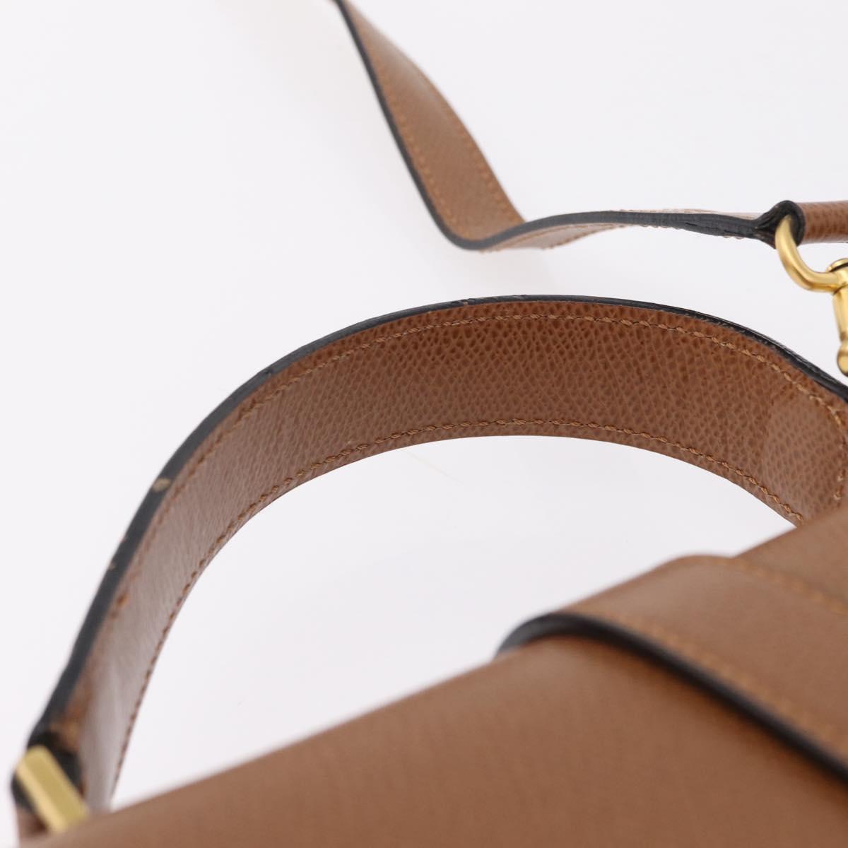 CELINE Hand Bag Leather 2way Brown Gold Auth 209392V