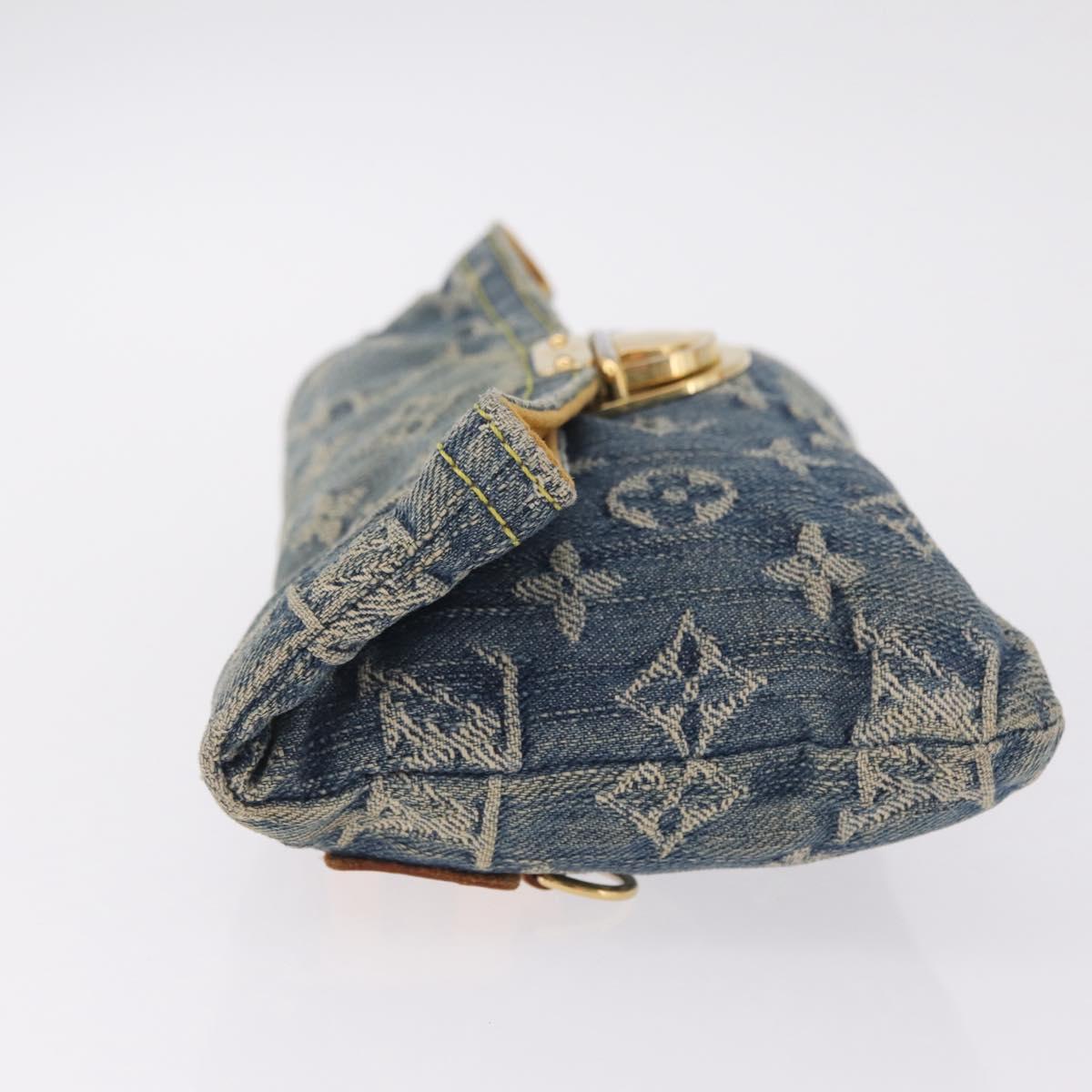 LOUIS VUITTON Monogram Denim Pochette Plat Clutch Bag Blue M95007 Auth 209396A