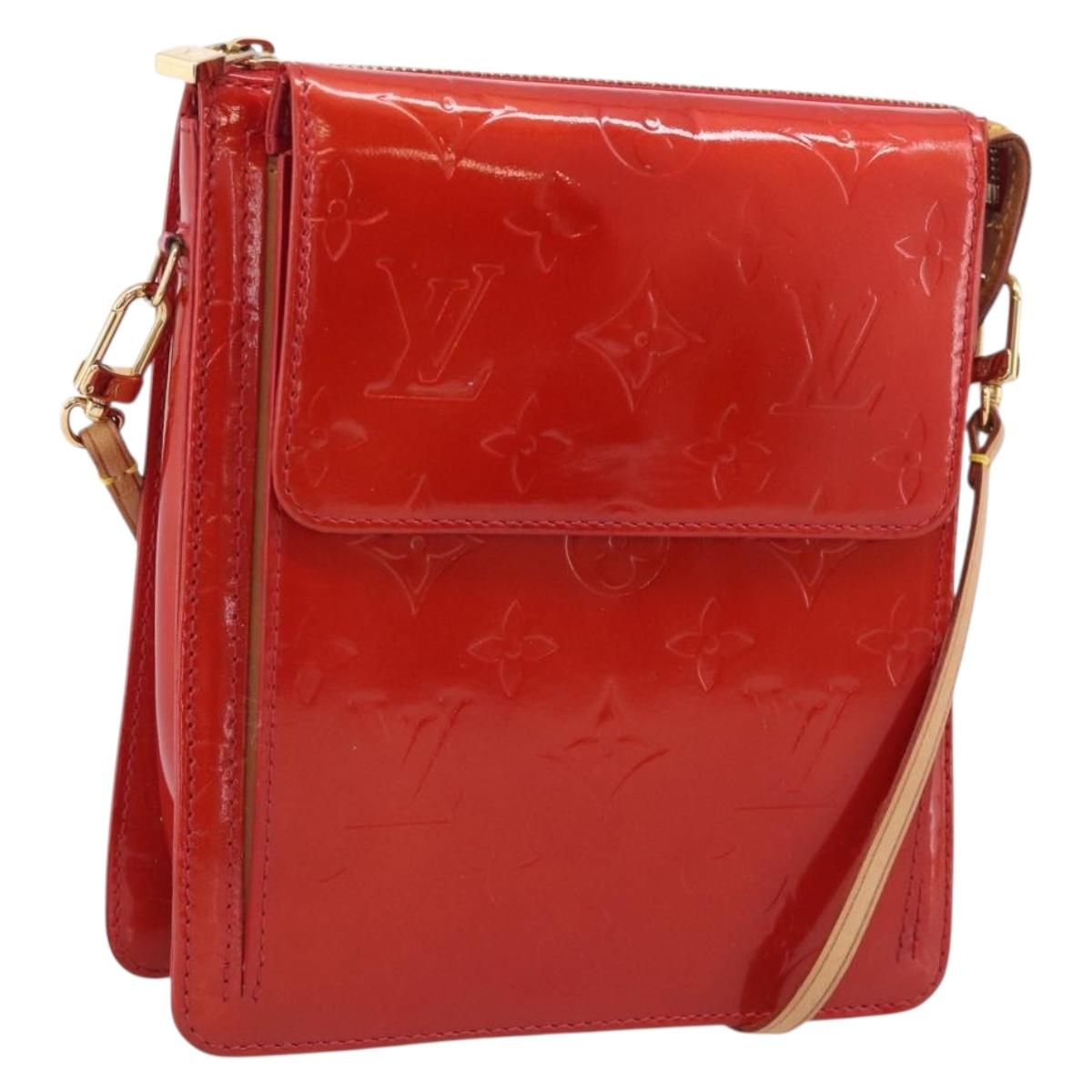 LOUIS VUITTON Monogram Vernis Motto Accessory Pouch Red M91137 LV Auth 209398V