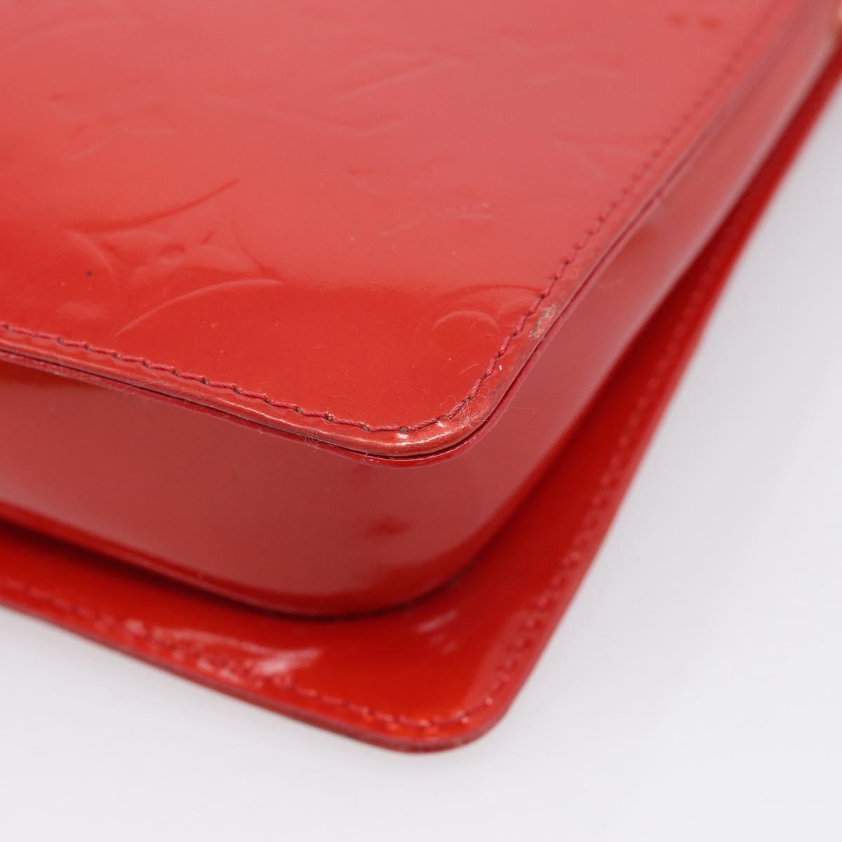 LOUIS VUITTON Monogram Vernis Motto Accessory Pouch Red M91137 LV Auth 209398V