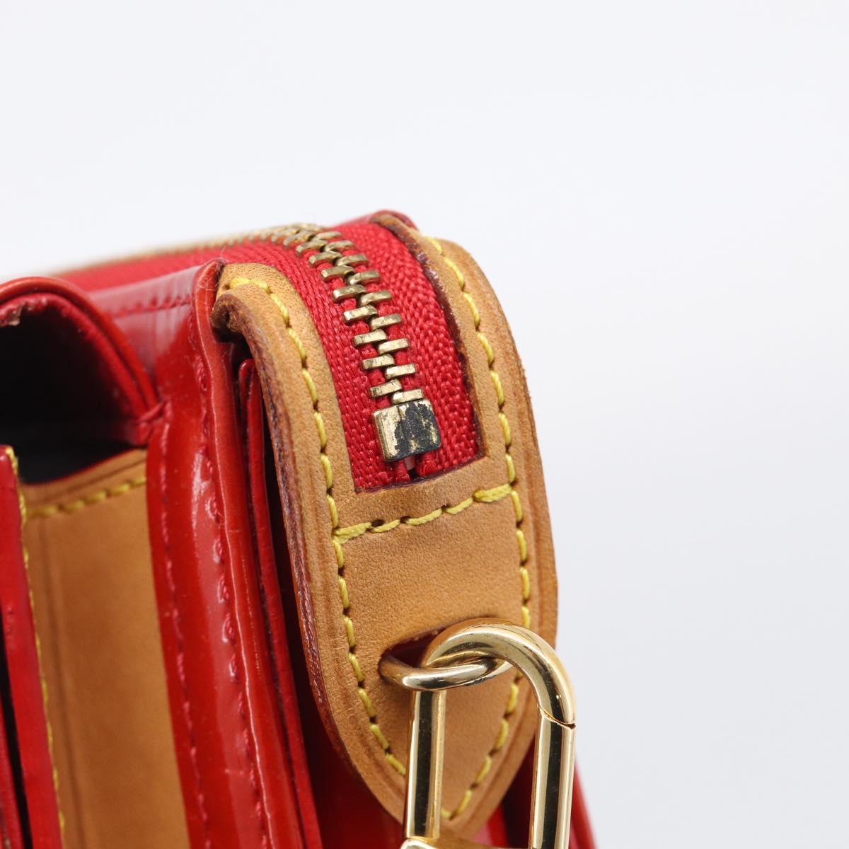 LOUIS VUITTON Monogram Vernis Motto Accessory Pouch Red M91137 LV Auth 209398V