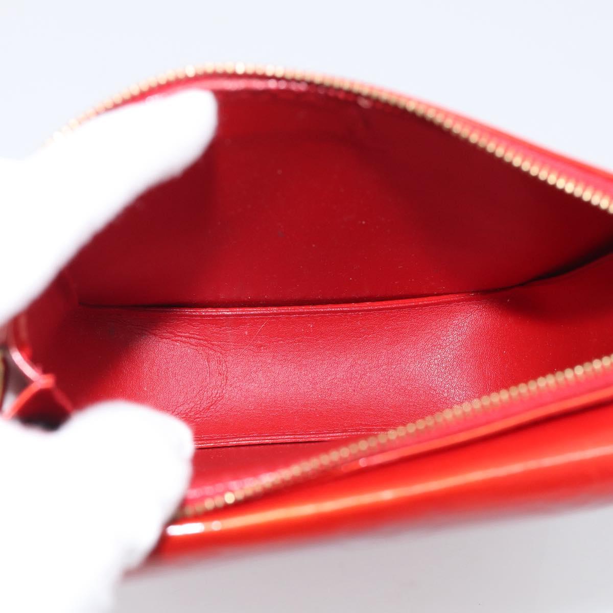 LOUIS VUITTON Monogram Vernis Motto Accessory Pouch Red M91137 LV Auth 209398V