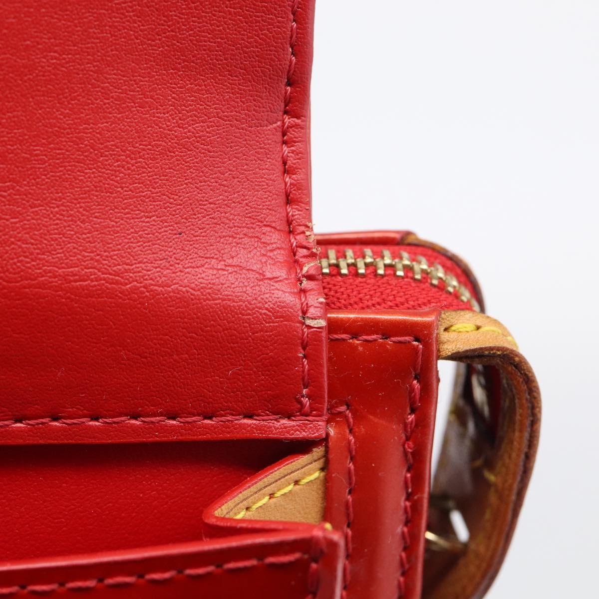 LOUIS VUITTON Monogram Vernis Motto Accessory Pouch Red M91137 LV Auth 209398V