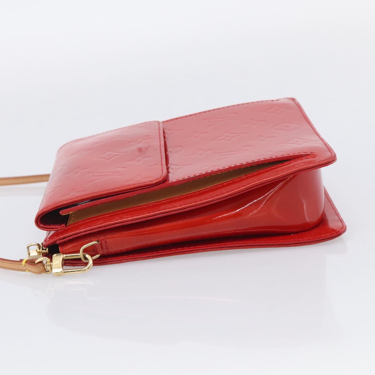 LOUIS VUITTON Monogram Vernis Motto Accessory Pouch Red M91137 LV Auth 209398V