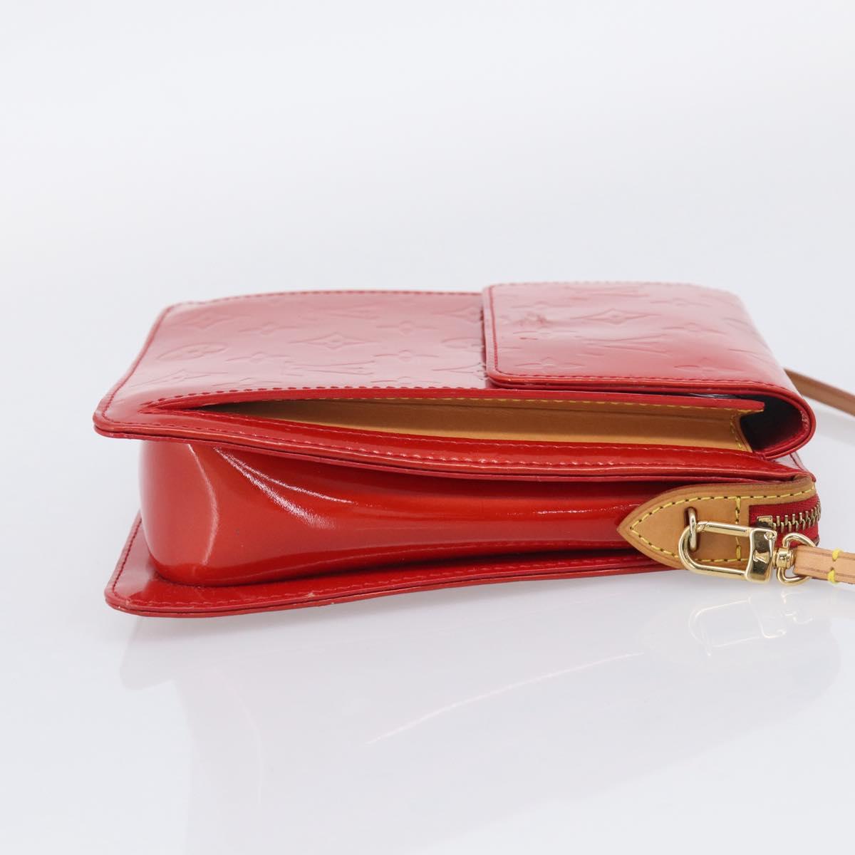 LOUIS VUITTON Monogram Vernis Motto Accessory Pouch Red M91137 LV Auth 209398V