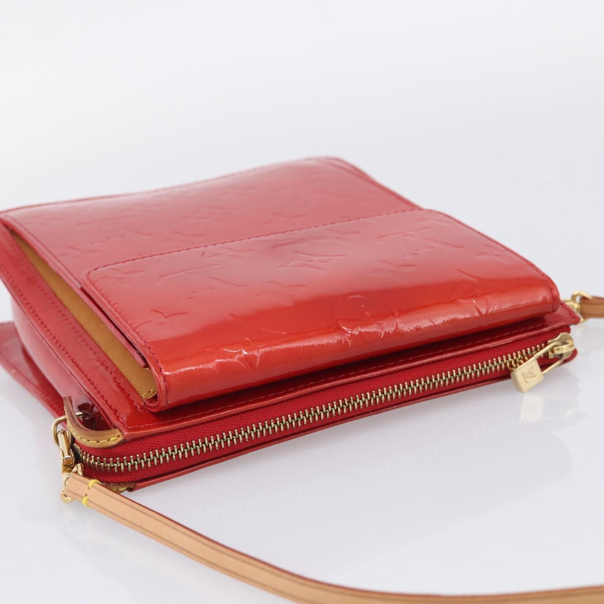 LOUIS VUITTON Monogram Vernis Motto Accessory Pouch Red M91137 LV Auth 209398V