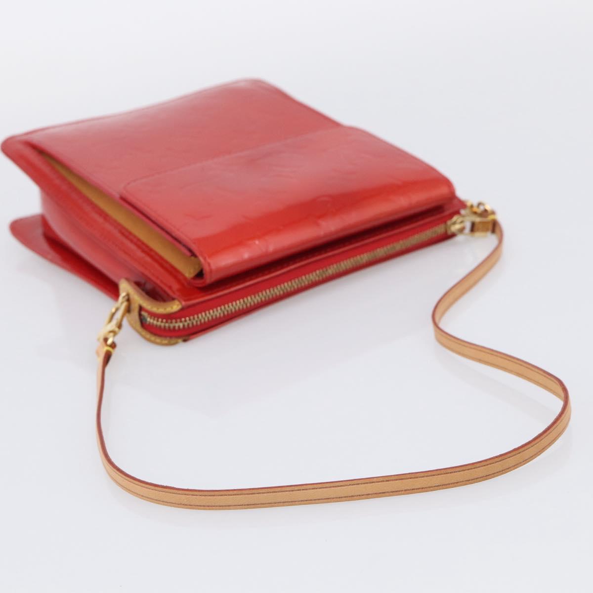 LOUIS VUITTON Monogram Vernis Motto Accessory Pouch Red M91137 LV Auth 209398V