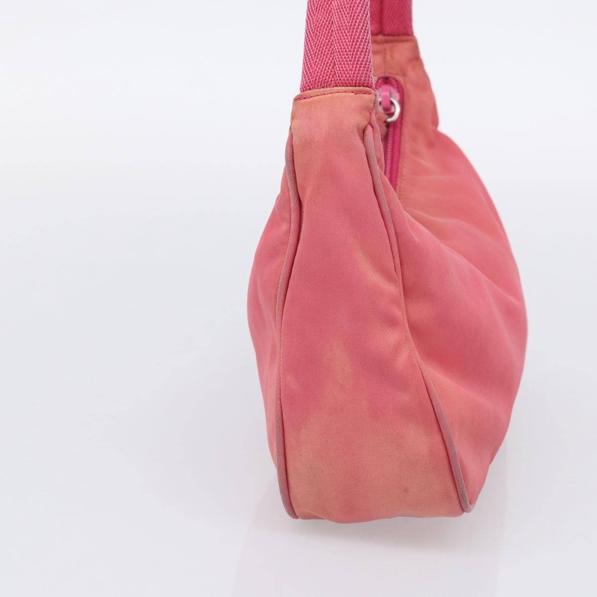 PRADA Hand Bag Nylon Pink Silver Auth 209399
