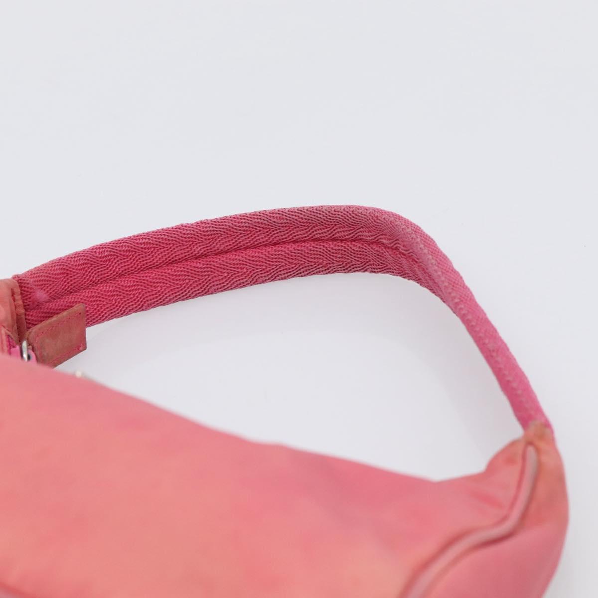 PRADA Hand Bag Nylon Pink Silver Auth 209399