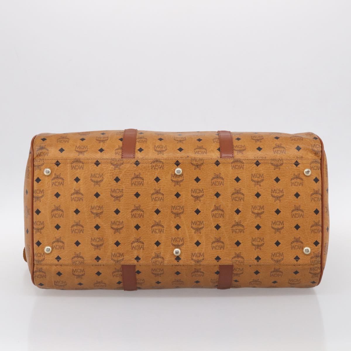 MCM Vicetos Boston Bag PVC Leather 2way Brown Gold Tone Auth 209402
