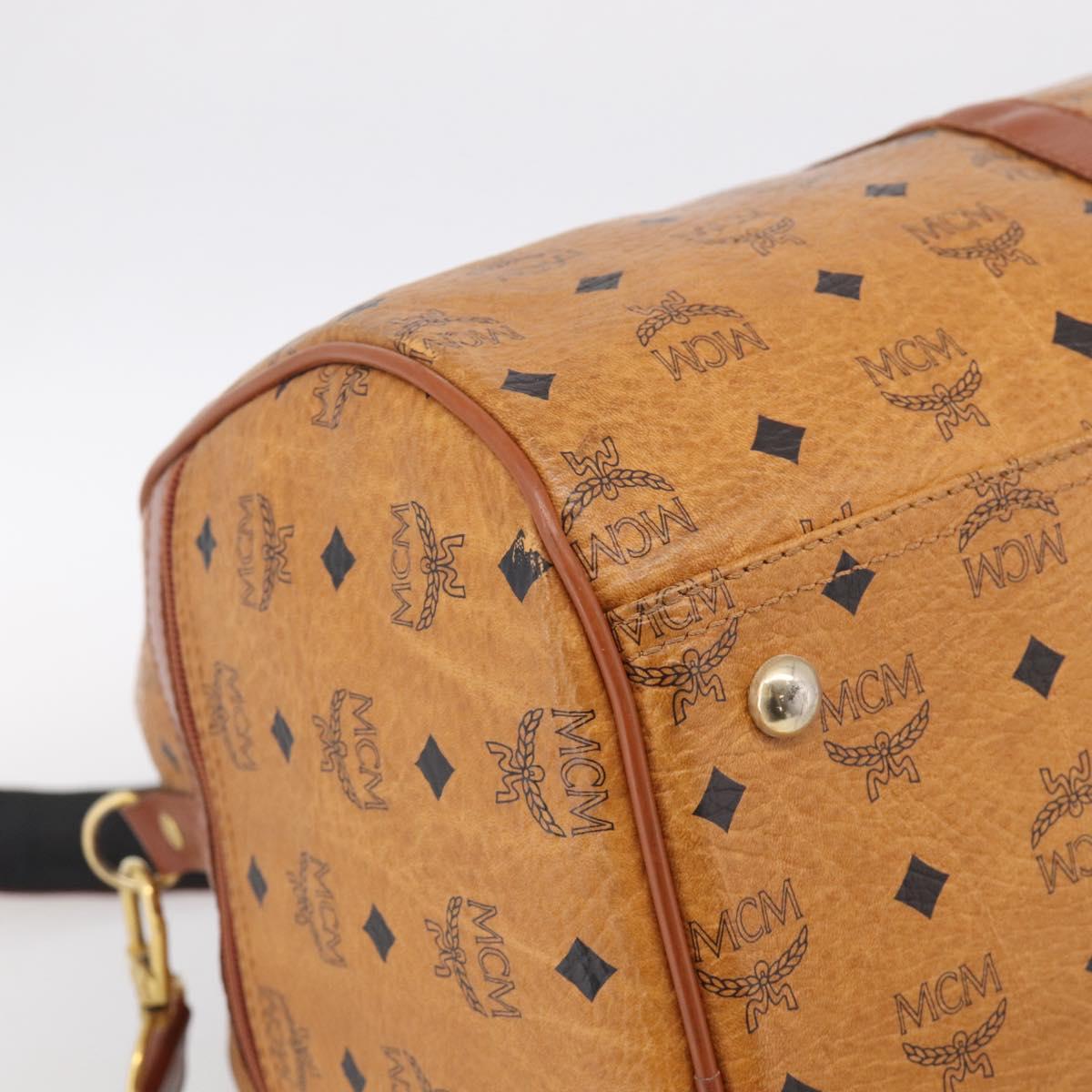MCM Vicetos Boston Bag PVC Leather 2way Brown Gold Tone Auth 209402