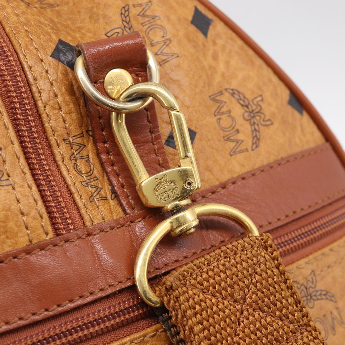MCM Vicetos Boston Bag PVC Leather 2way Brown Gold Tone Auth 209402