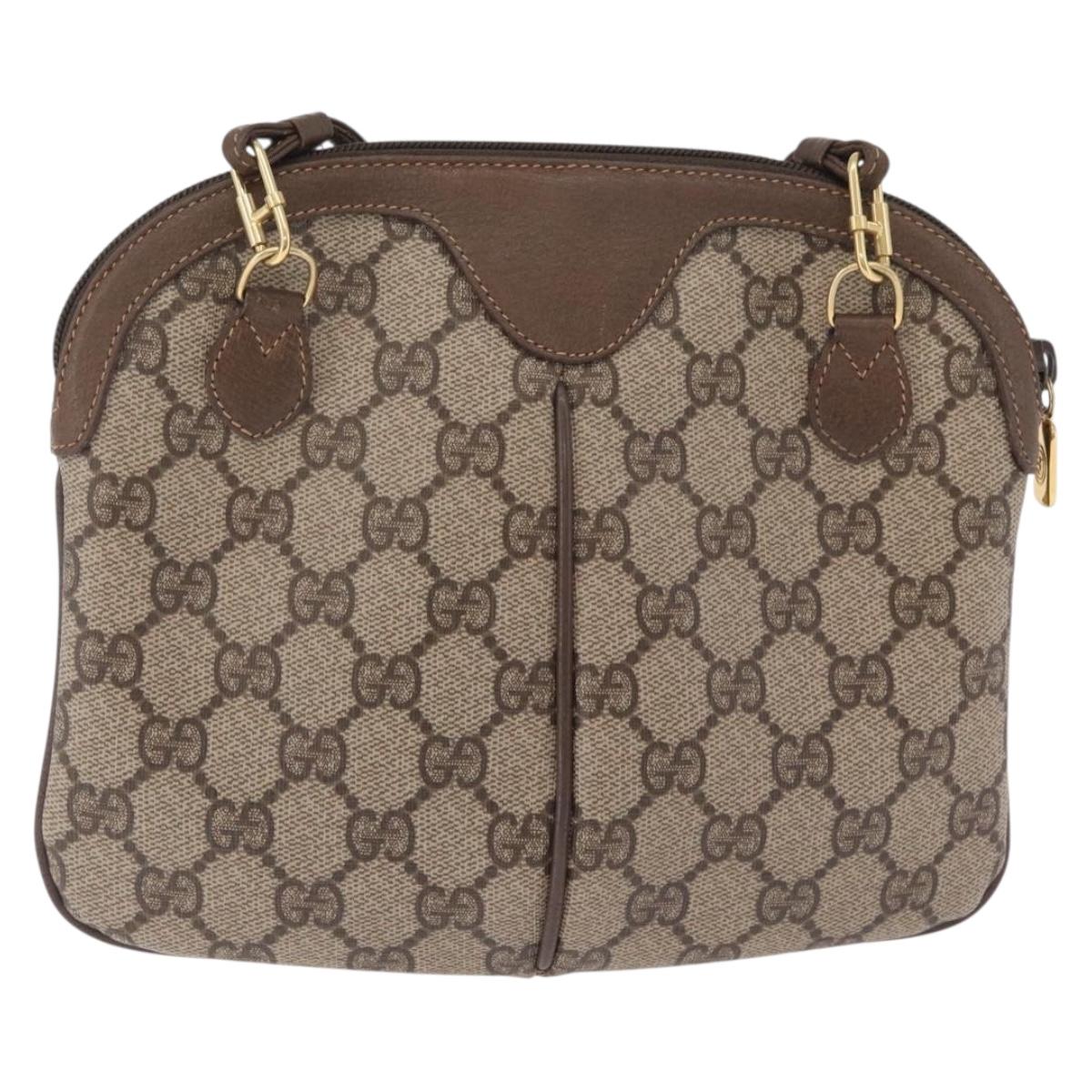 GUCCI GG Supreme Web Sherry Line Shoulder Bag PVC Beige 904 02 047 Auth 209405