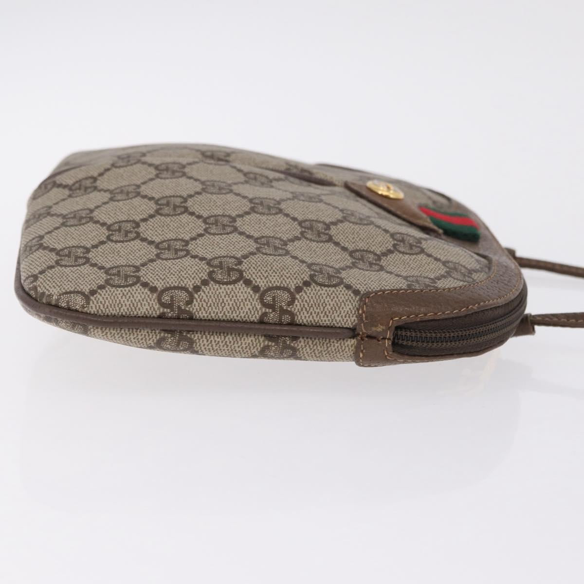 GUCCI GG Supreme Web Sherry Line Shoulder Bag PVC Beige 904 02 047 Auth 209405
