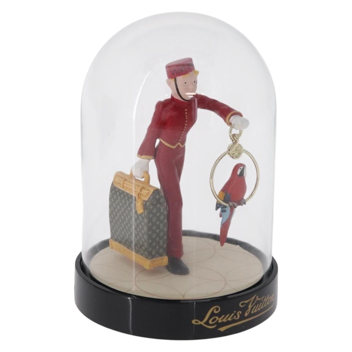 LOUIS VUITTON Pageboy Snow Globe Glass Red Clear LV Auth 209411A