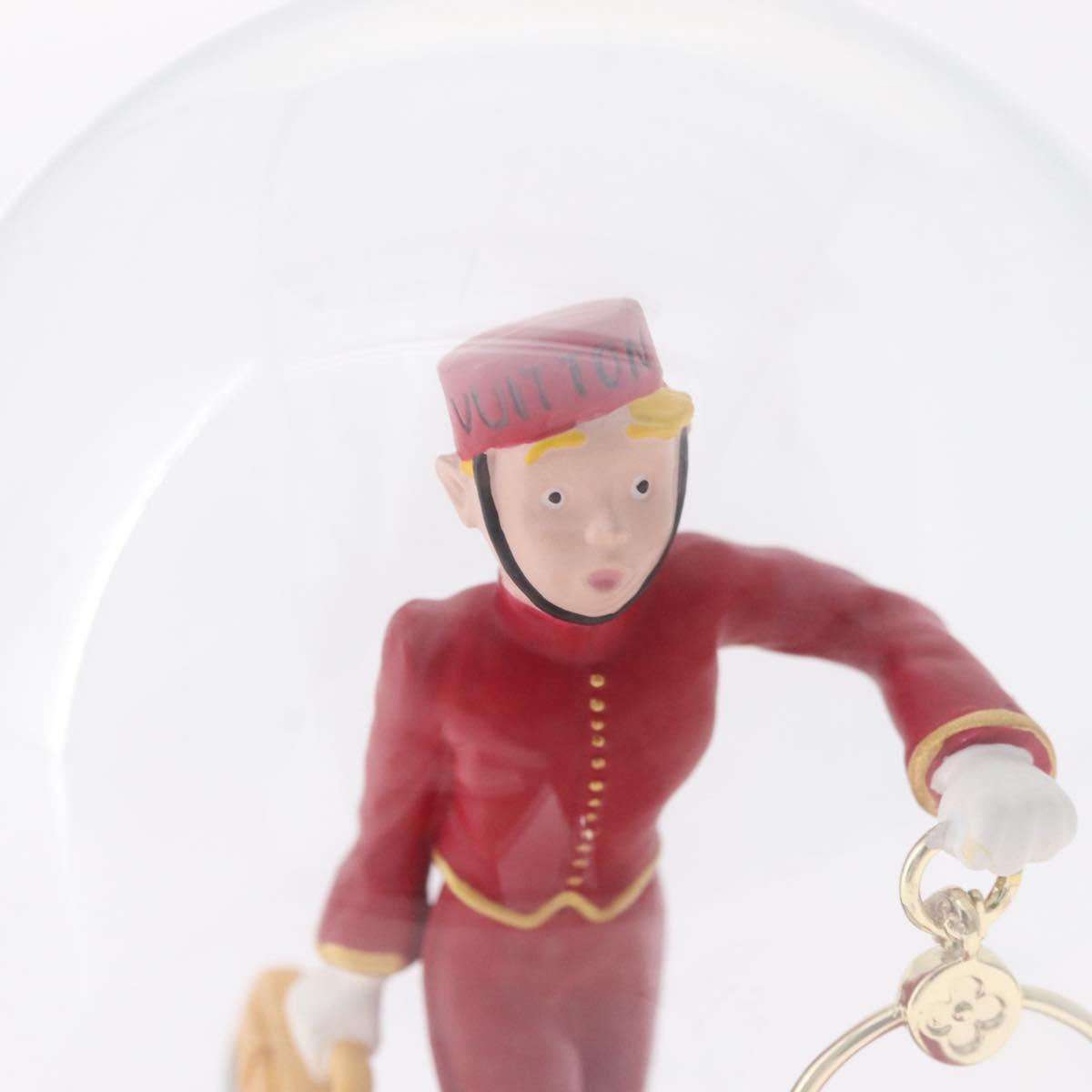 LOUIS VUITTON Pageboy Snow Globe Glass Red Clear LV Auth 209411A